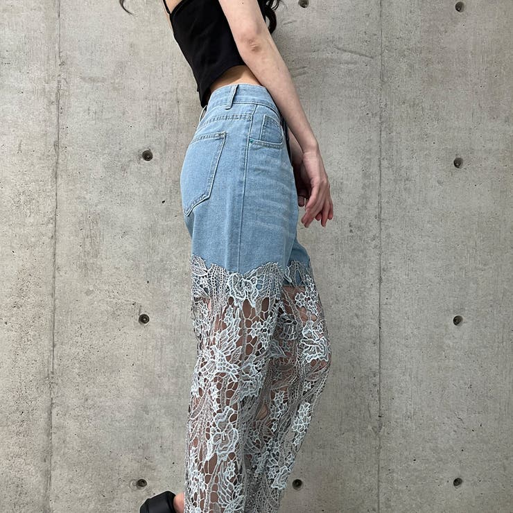 レース切替デニムパンツ | me Jane | 詳細画像10 