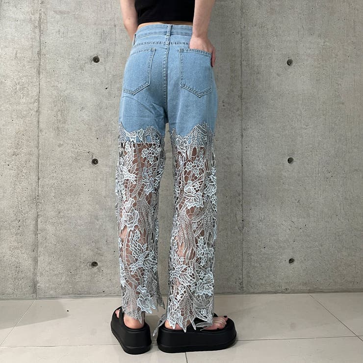 レース切替デニムパンツ | me Jane | 詳細画像11 