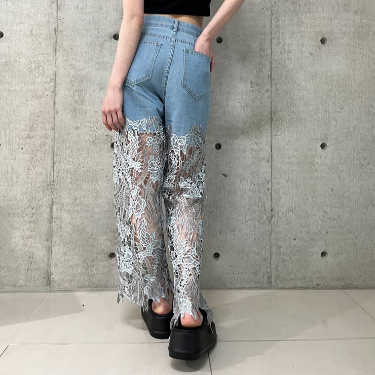 レース切替デニムパンツ | me Jane | 詳細画像12 