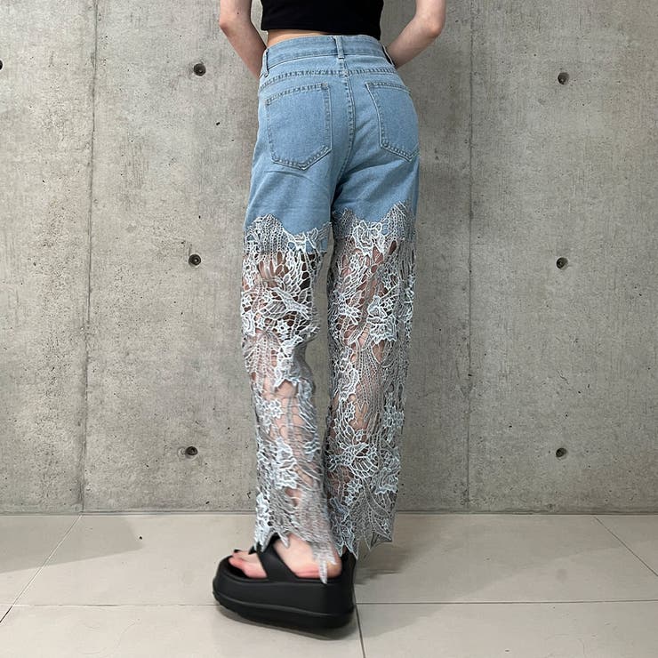 レース切替デニムパンツ | me Jane | 詳細画像14 