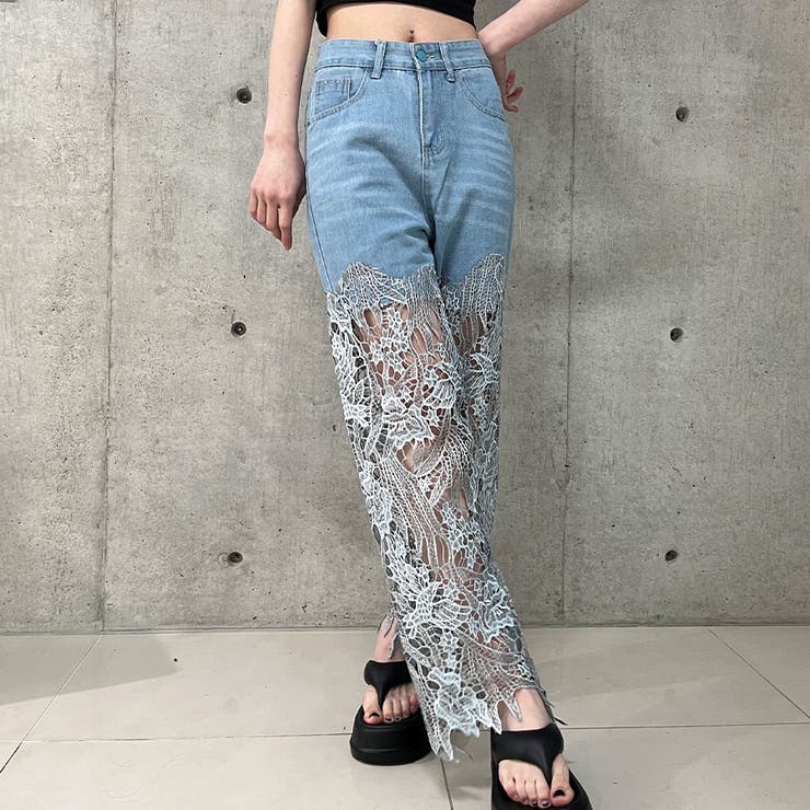 レース切替デニムパンツ | me Jane | 詳細画像7 