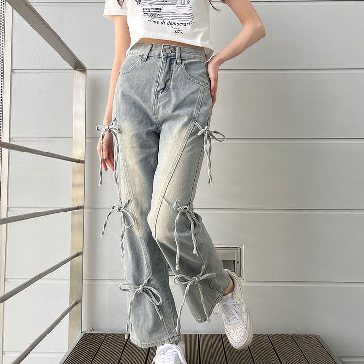 サイドリボンデザインワイドパンツ | me Jane | 詳細画像2 