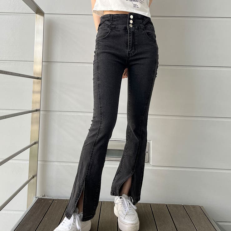 3つボタンハイウエストフレアパンツ | me Jane | 詳細画像2 