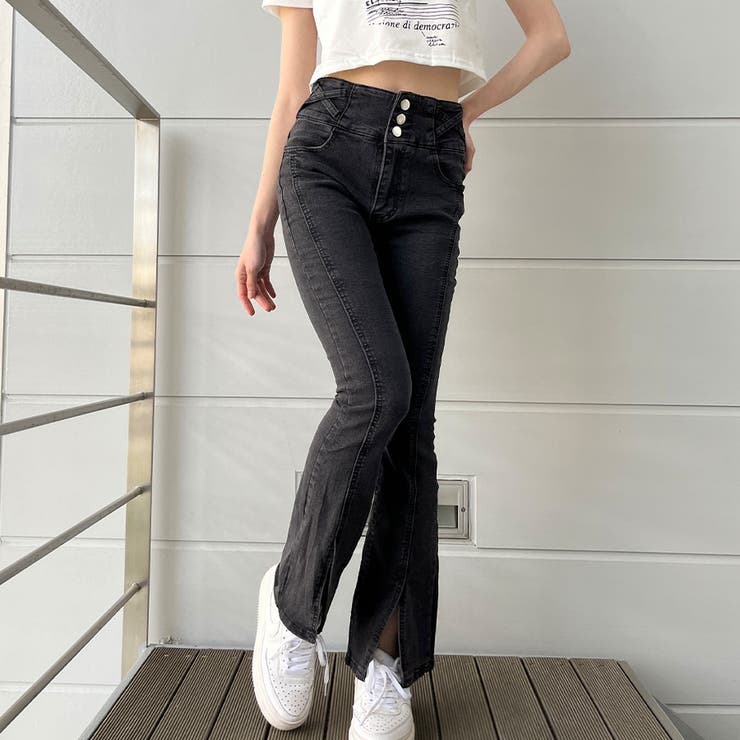 3つボタンハイウエストフレアパンツ | me Jane | 詳細画像5 