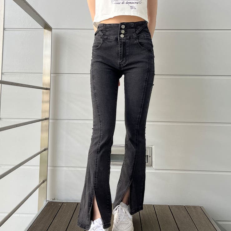 3つボタンハイウエストフレアパンツ | me Jane | 詳細画像6 