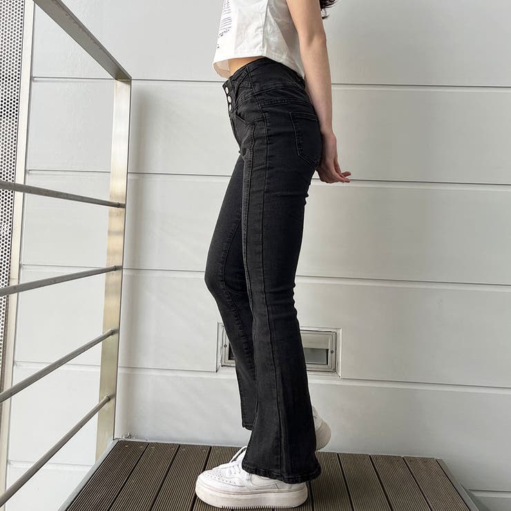 3つボタンハイウエストフレアパンツ | me Jane | 詳細画像8 