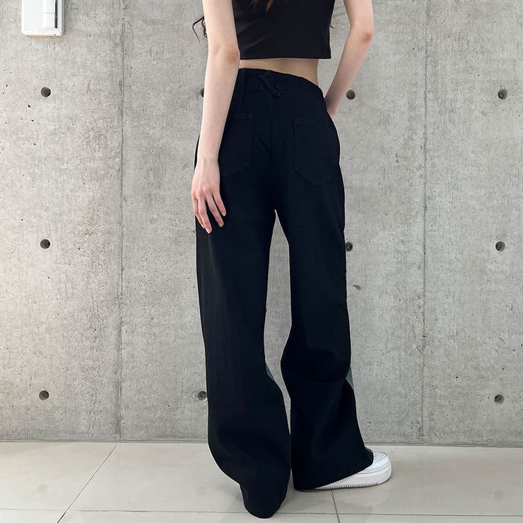 前後異素材切替デニムワイドパンツ[品番：MJNW0003280]｜me Jane（ミー