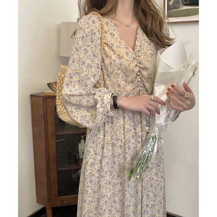 春の新作 花柄vネックウエスト切り替えデシンワンピース 品番 Mjnw Me Jane ミージェーン のレディースファッション通販 Shoplist ショップリスト