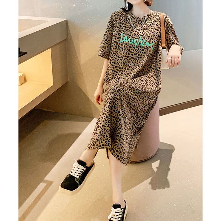 レオパード柄Tシャツワンピース[品番：MJNW0001400]｜me Jane（ミー