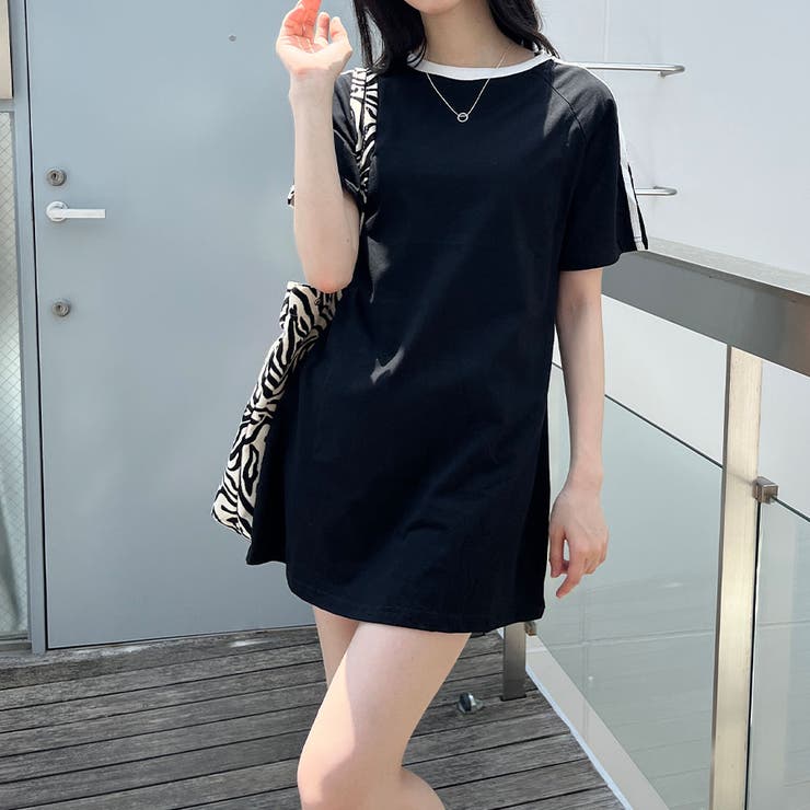 袖ラインTシャツワンピース[品番：MJNW0001389]｜me Jane（ミー