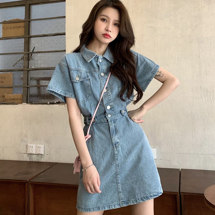 デニム半袖シャツミニワンピース[品番：MJNW0002038]｜me Jane（ミー