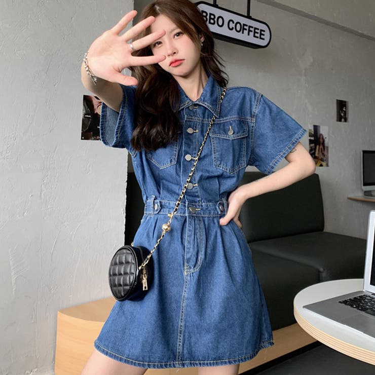 デニム半袖シャツミニワンピース[品番：MJNW0002038]｜me Jane（ミー