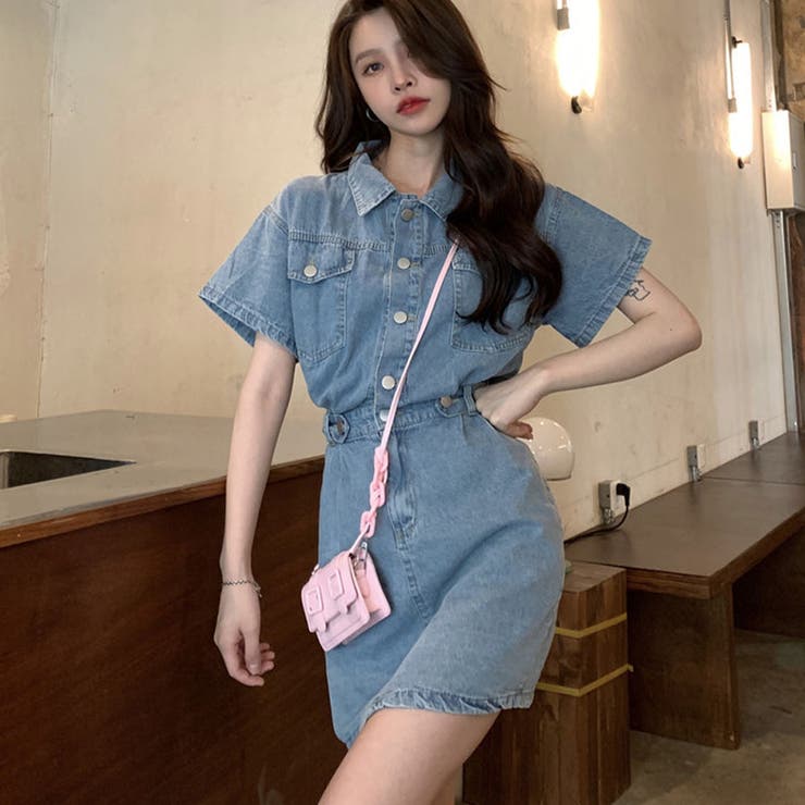 デニム半袖シャツミニワンピース[品番：MJNW0002038]｜me Jane（ミー
