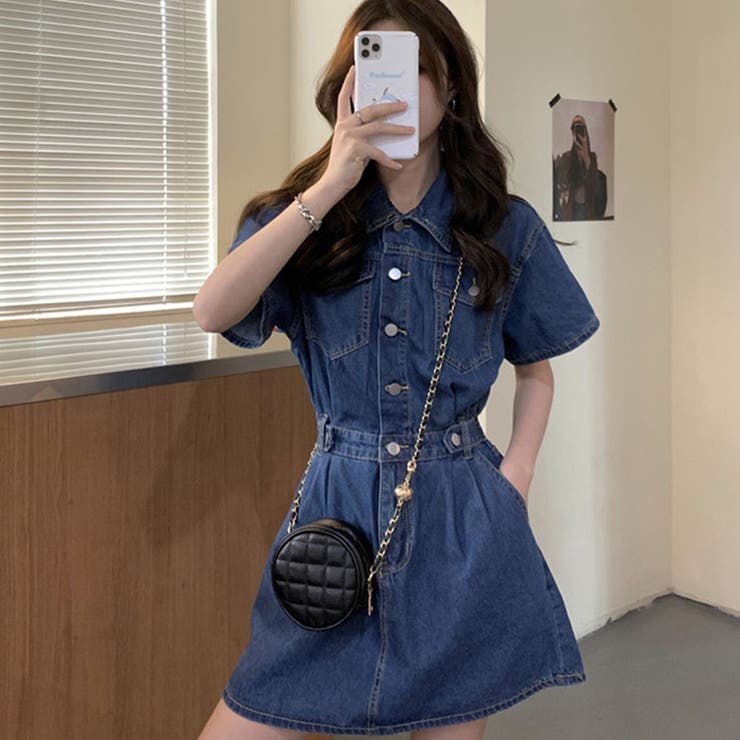 デニム半袖シャツミニワンピース[品番：MJNW0002038]｜me Jane