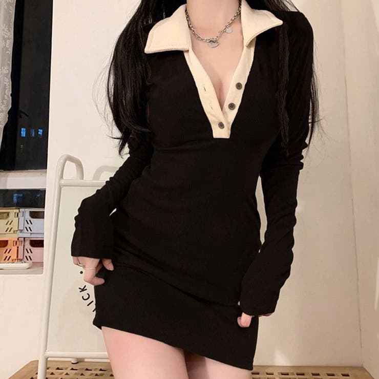 配色襟ポロミニワンピース | me Jane | 詳細画像12 