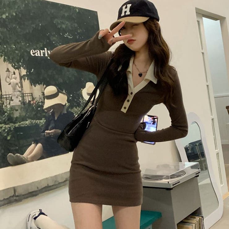 配色襟ポロミニワンピース | me Jane | 詳細画像15 