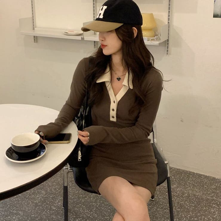 配色襟ポロミニワンピース | me Jane | 詳細画像3 