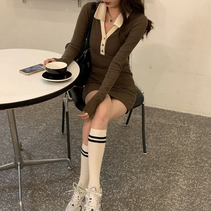 配色襟ポロミニワンピース | me Jane | 詳細画像5 