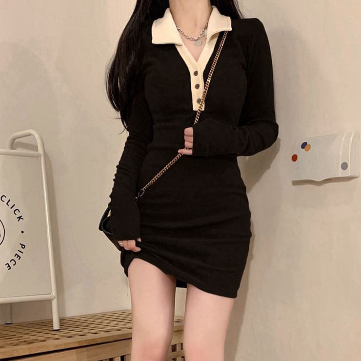 配色襟ポロミニワンピース | me Jane | 詳細画像8 