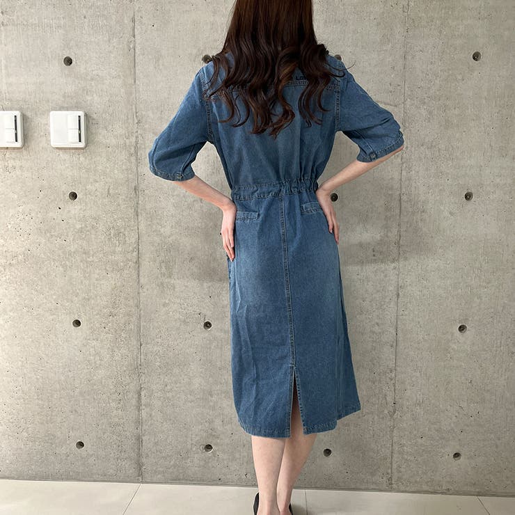 デニムミディ丈シャツワンピース[品番：MJNW0002608]｜me Jane