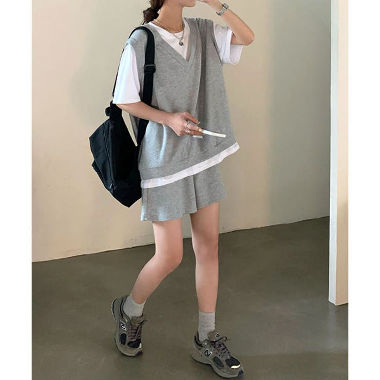カジュアル ３点セット Tシャツ ベスト ショートパンツ 全3色 楽天市場】セットアップ レディース カジュアル 3点セット 夏服