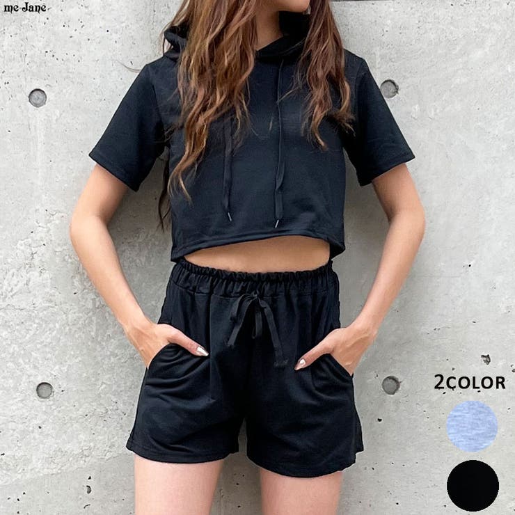 半袖プルパーカーxショートパンツセット[品番：MJNW0001390]｜me Jane