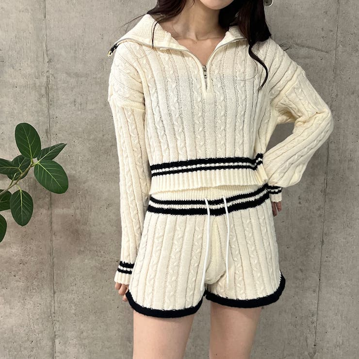 数量は多い  ケーブル編みセーラーカラーニット×ショートパンツセットアップ その他