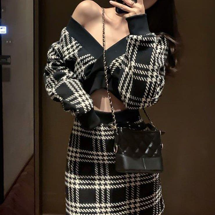 チェック柄ジャガードニットセットアップ[品番：MJNW0002961]｜me Jane  