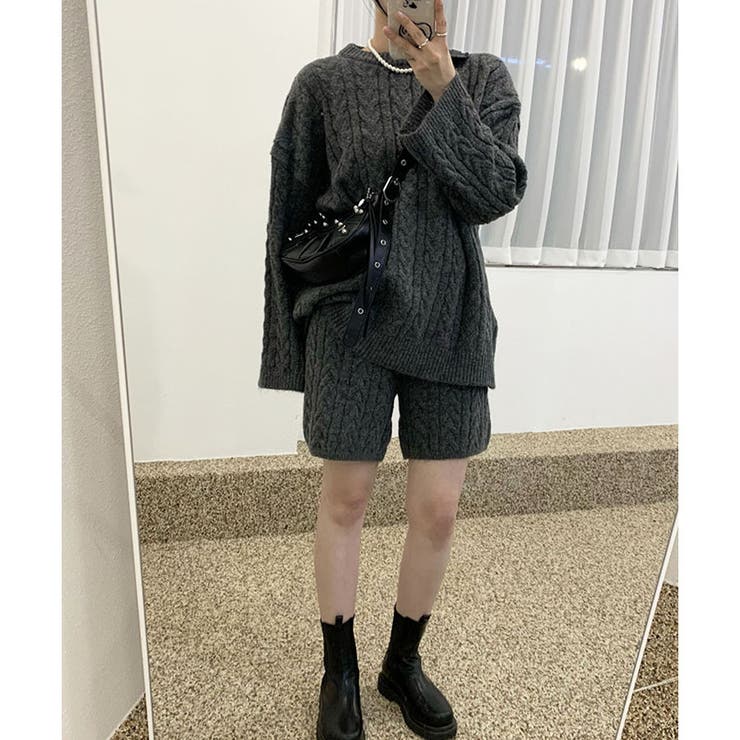 ケーブルニット×ショートパンツ2点セット | me Jane | 詳細画像8 