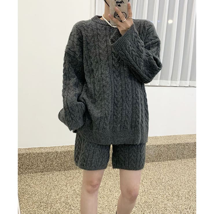 ケーブルニット×ショートパンツ2点セット | me Jane | 詳細画像2 