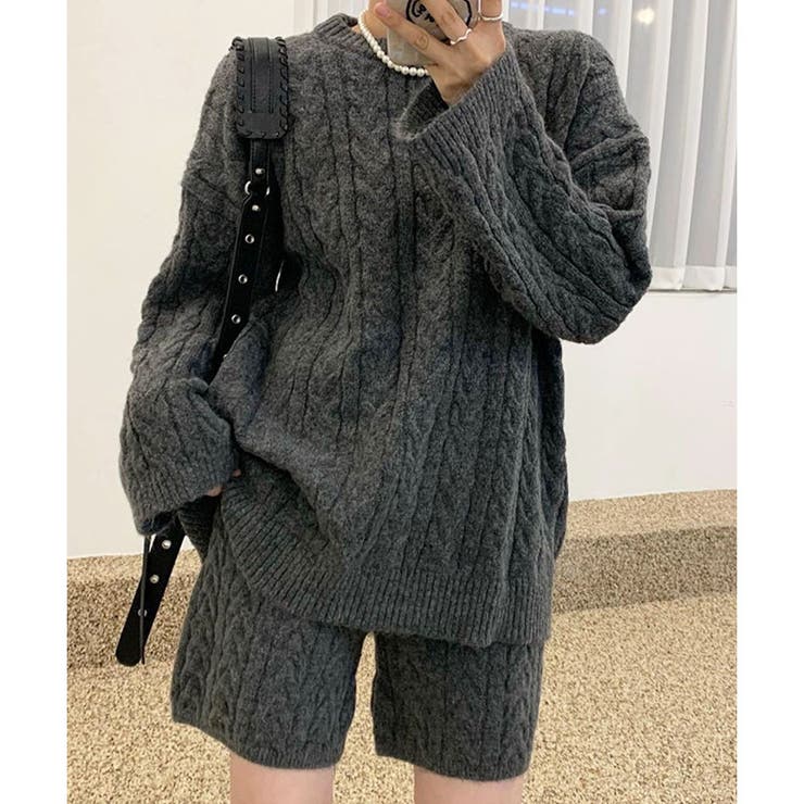 ケーブルニット×ショートパンツ2点セット | me Jane | 詳細画像4 