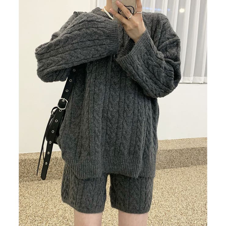 ケーブルニット×ショートパンツ2点セット | me Jane | 詳細画像5 