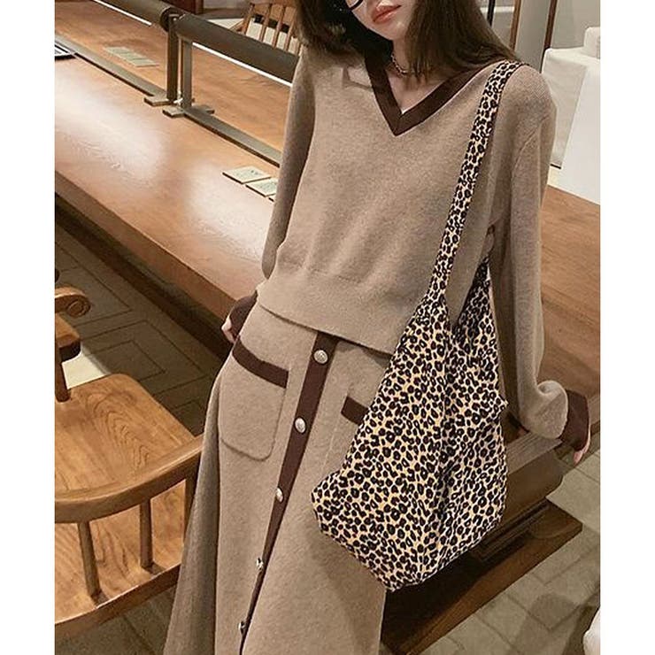 配色ニットトップス×ロングスカート 2点セット | me Jane | 詳細画像11 