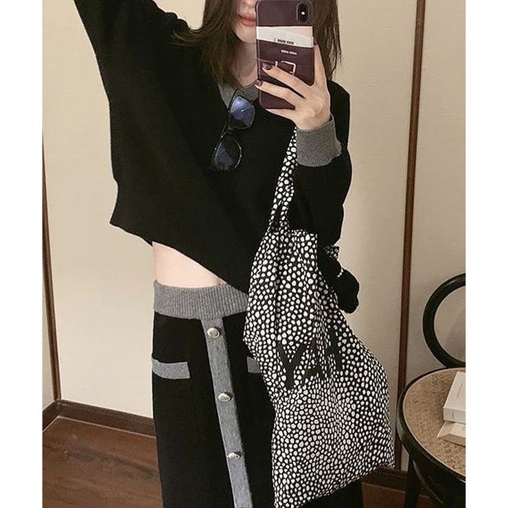 配色ニットトップス×ロングスカート 2点セット | me Jane | 詳細画像17 