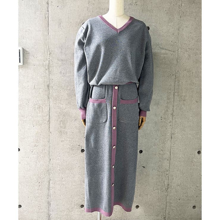 配色ニットトップス×ロングスカート 2点セット | me Jane | 詳細画像21 