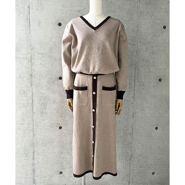 配色ニットトップス×ロングスカート 2点セット | me Jane | 詳細画像23 