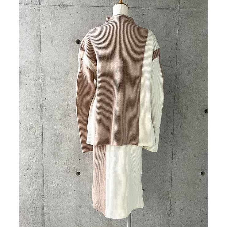 配色ニットトップス×スカート 2点セット | me Jane | 詳細画像7 