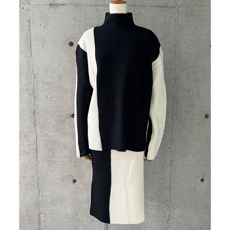 配色ニットトップス×スカート 2点セット | me Jane | 詳細画像8 