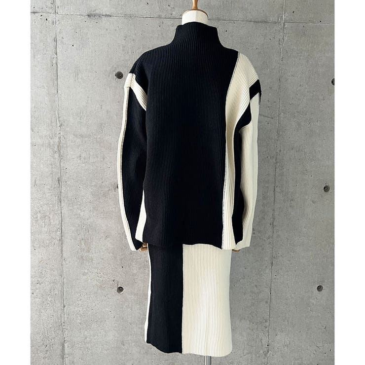 配色ニットトップス×スカート 2点セット | me Jane | 詳細画像9 