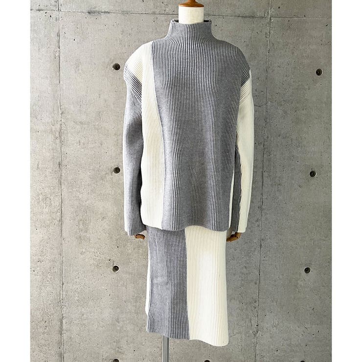 配色ニットトップス×スカート 2点セット | me Jane | 詳細画像10 