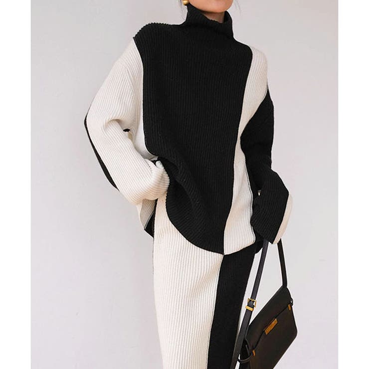 配色ニットトップス×スカート 2点セット | me Jane | 詳細画像3 