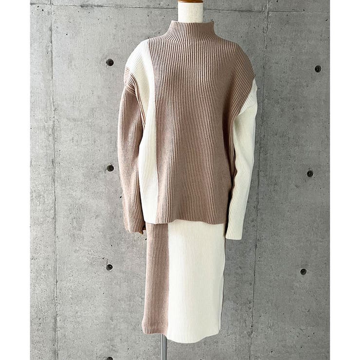 配色ニットトップス×スカート 2点セット | me Jane | 詳細画像6 