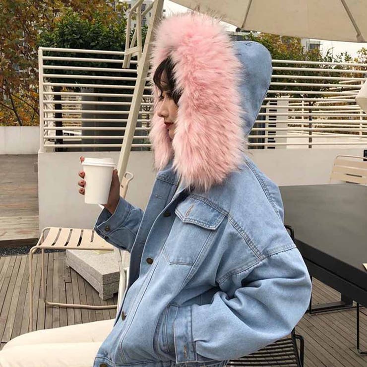 daboro デニム裏地フェイクファージャケット ダークブルー daboro デニム裏地フェイクファージャケット ダークブルー