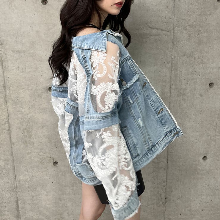 レース×デニム切替Gジャン[品番：MJNW0002948]｜me Jane（ミー