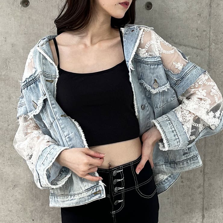 レース×デニム切替Gジャン[品番：MJNW0002948]｜me Jane（ミー