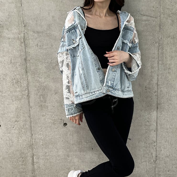 レース×デニム切替Gジャン[品番：MJNW0002948]｜me Jane（ミー