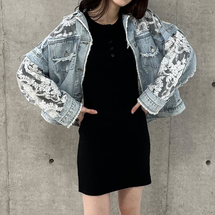 レース×デニム切替Gジャン[品番：MJNW0002948]｜me Jane（ミー