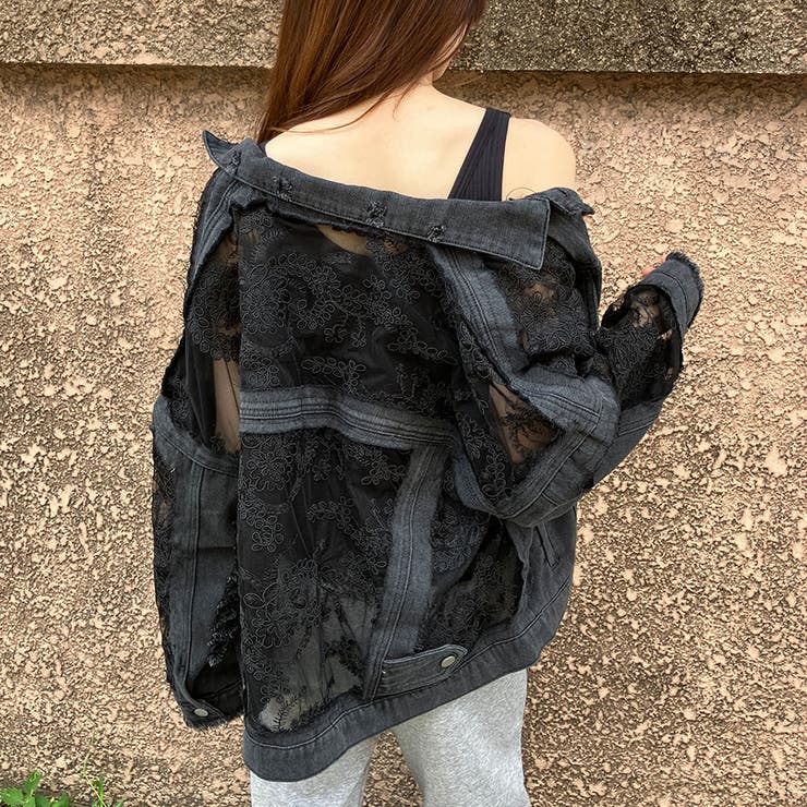 新色追加！！】レース×デニム切替Gジャン[品番：MJNW0002948