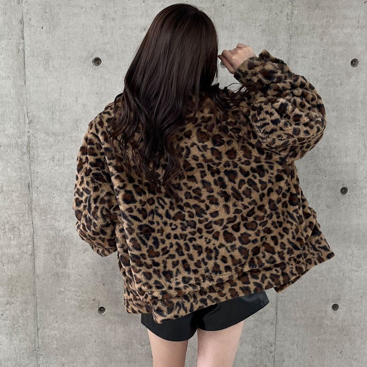 デニム×レオパードフェイクファーリバーシブルジャケット[品番