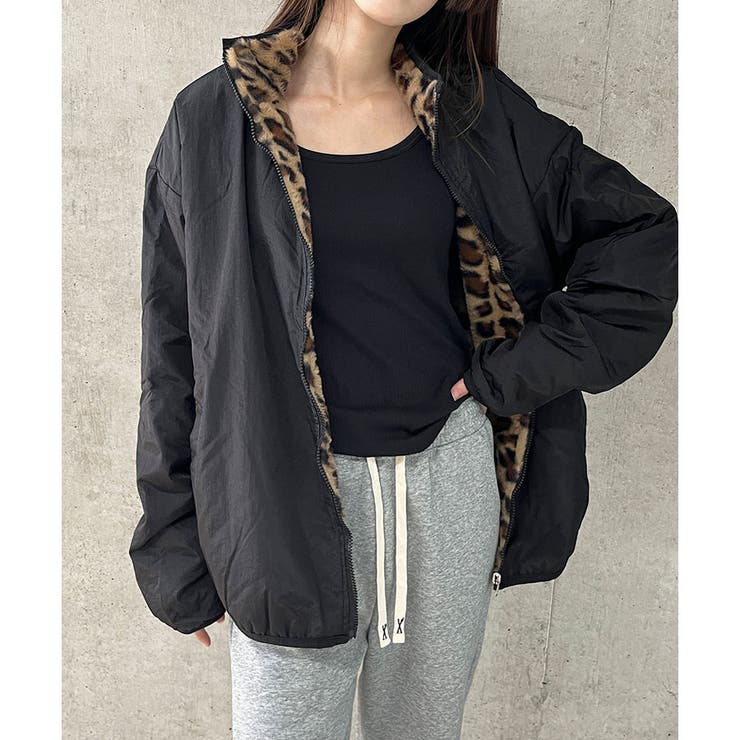 レオパード柄リバーシブルブルゾン[品番：MJNW0003430]｜me Jane（ミー